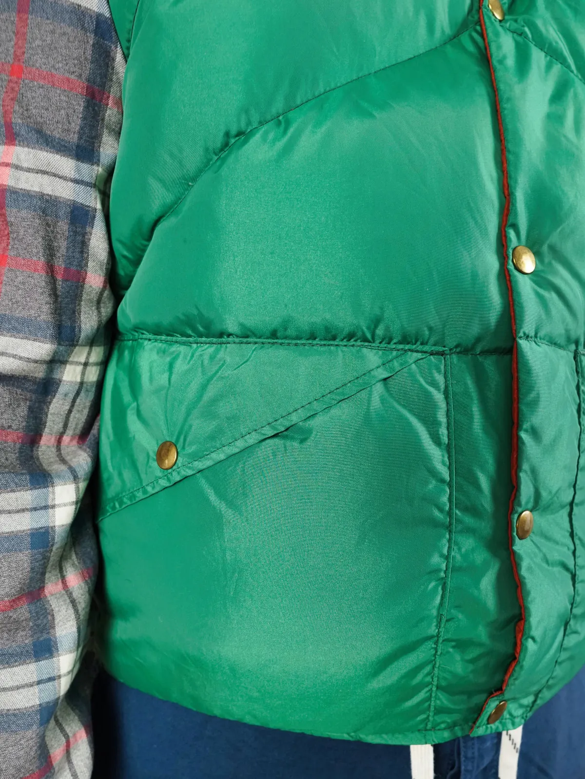 Vintage Green To Orange Reversible Down Vest