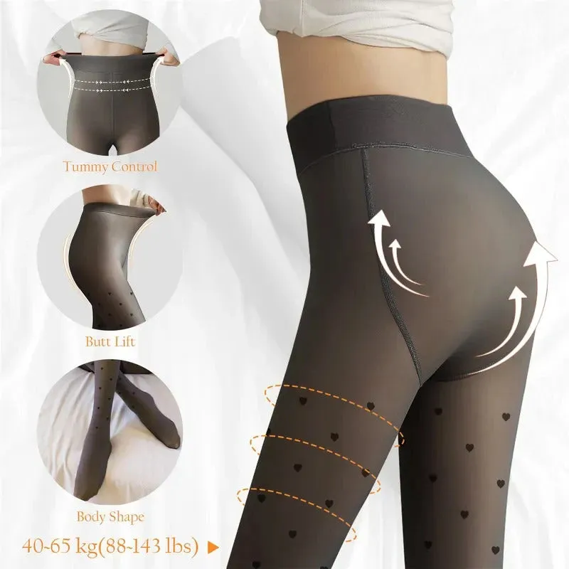 Winter Women Leggings 80/200g Fleece Warm Stockings Skin Effect Tights 2023 Female Print Leggings High-Elastic Thermal Pants