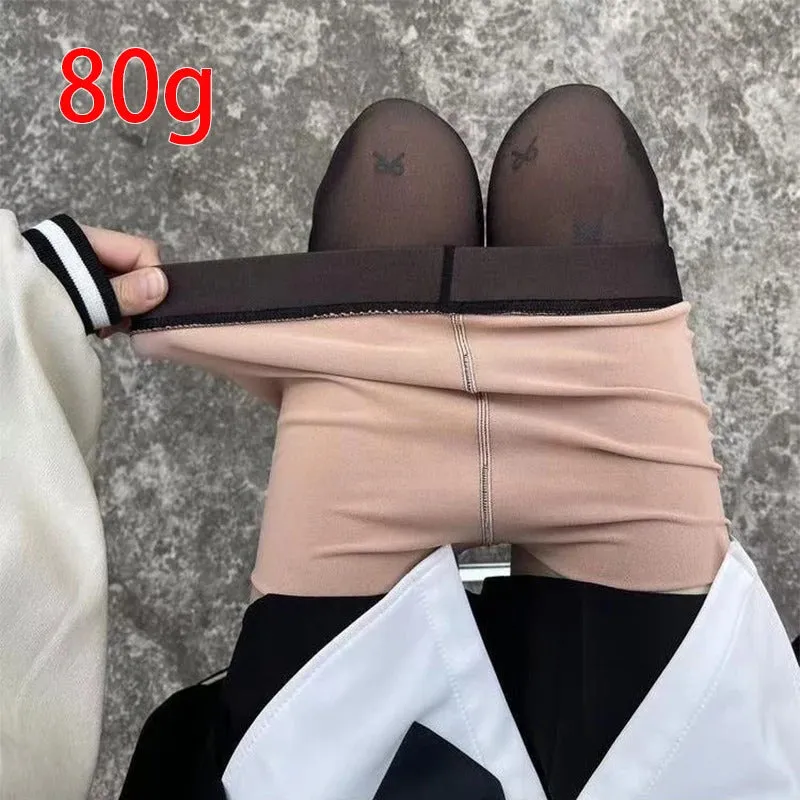 Winter Women Leggings 80/200g Fleece Warm Stockings Skin Effect Tights 2023 Female Print Leggings High-Elastic Thermal Pants