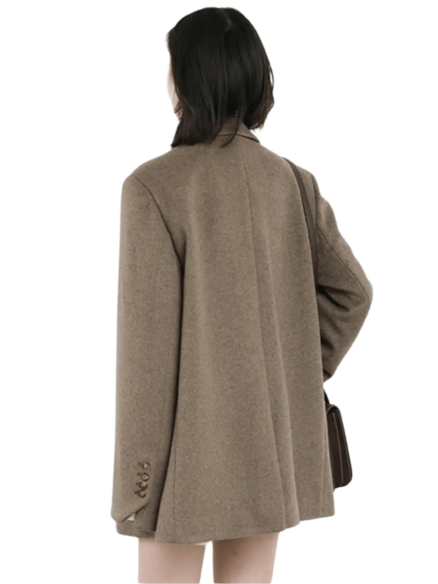 Women's Wool Blend Coat Mid-Long Woolen Jacket Thick Warm Women's Overcoat Office Lady