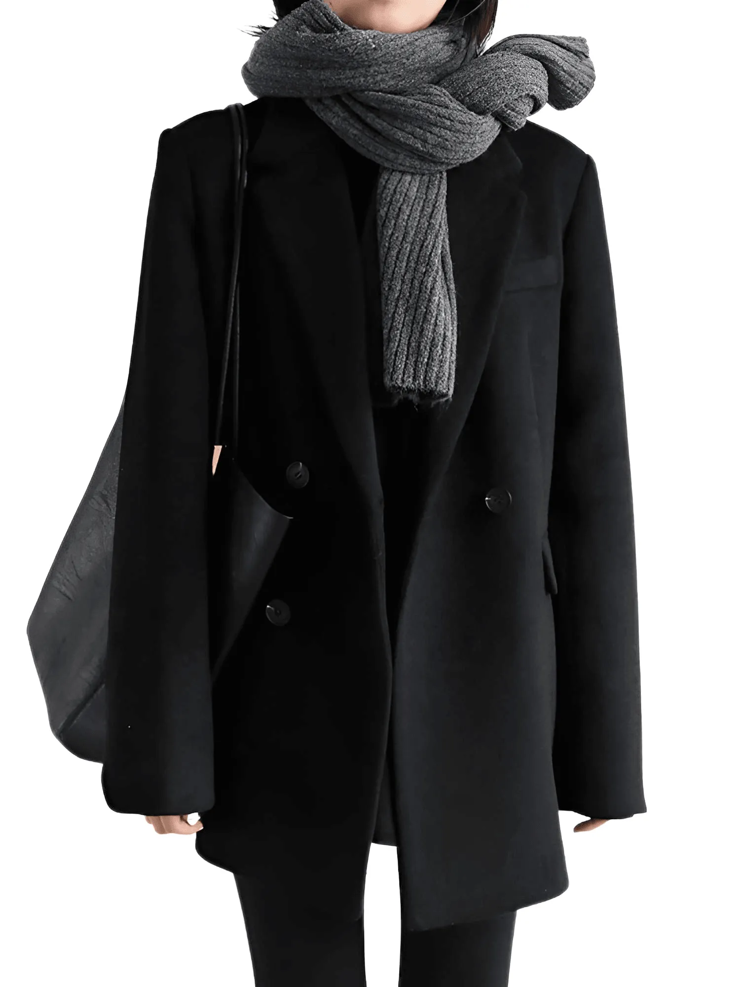 Women's Wool Blend Coat Mid-Long Woolen Jacket Thick Warm Women's Overcoat Office Lady