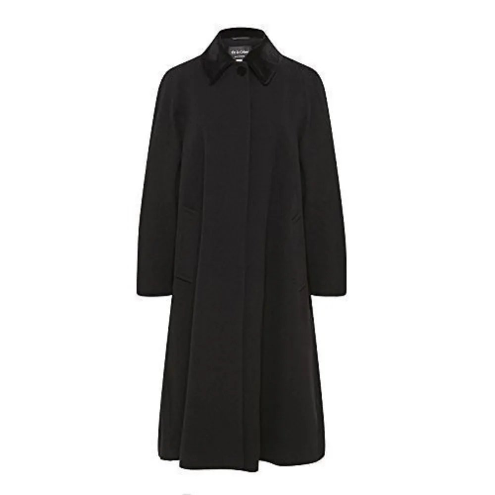 Wool Blend Oversized Velvet Trim Swing Coat (8026)