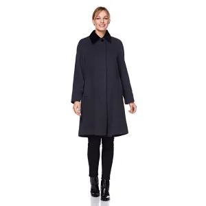 Wool Blend Oversized Velvet Trim Swing Coat (8026)