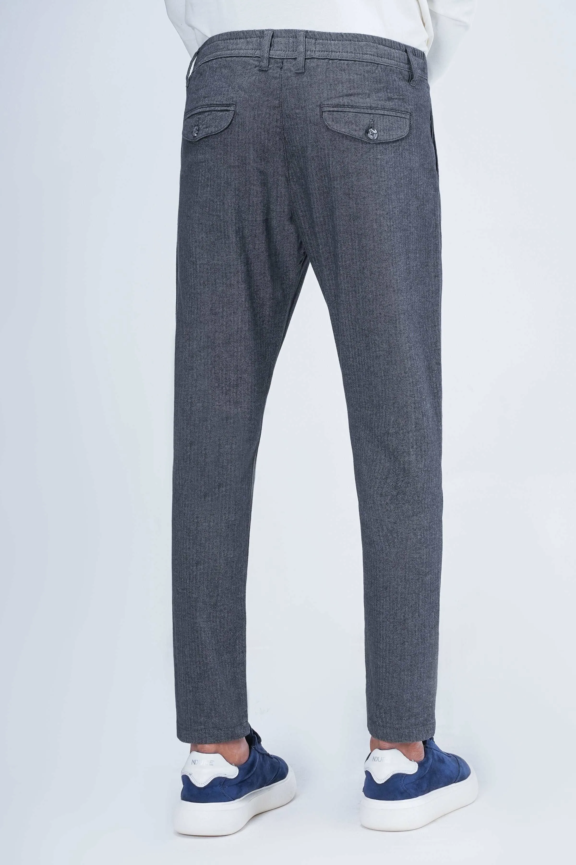 WOOLEN JOGGER WAIST TROUSER GREY BLACK