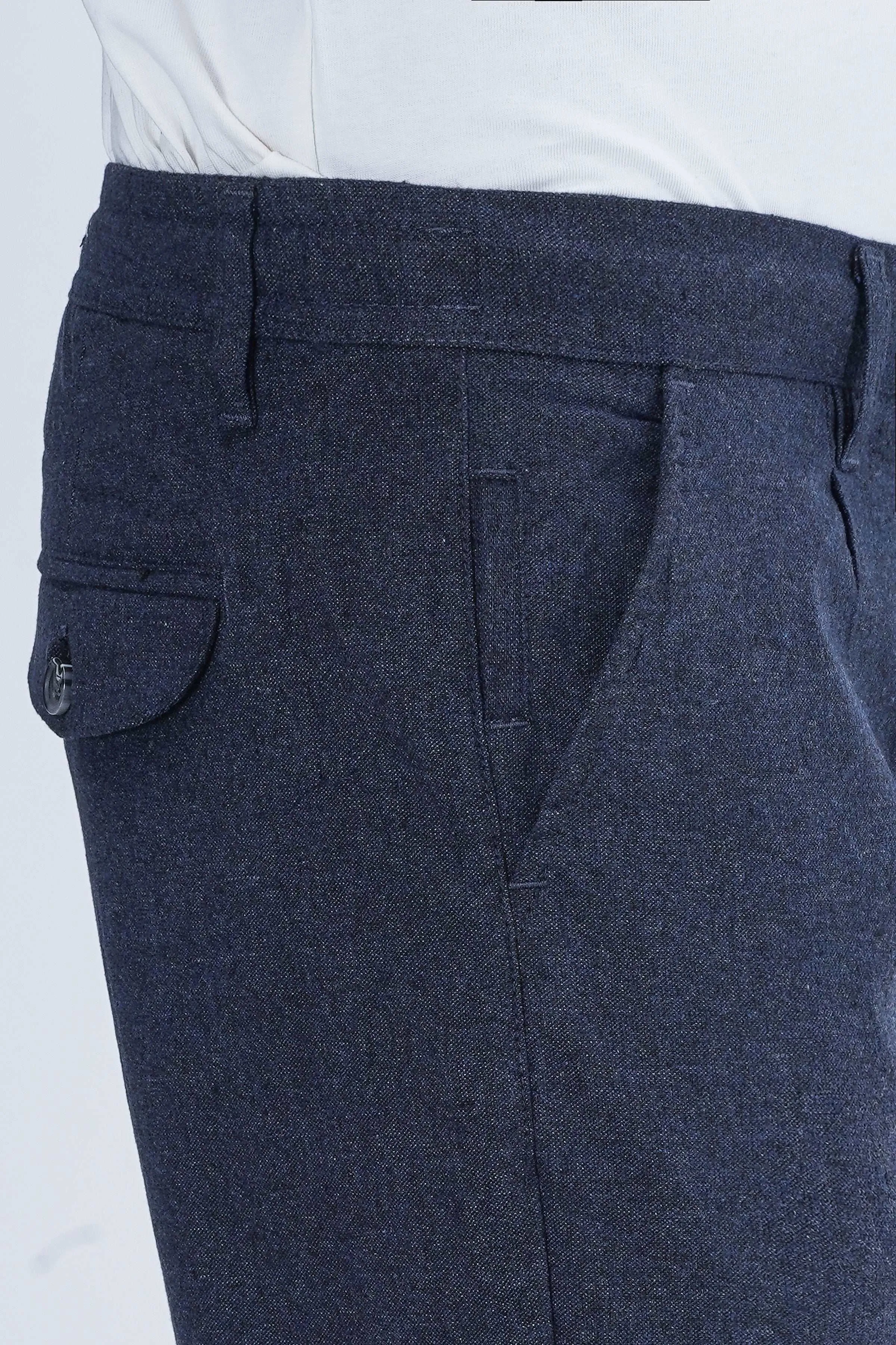 WOOLEN JOGGER WAIST TROUSER NAVY