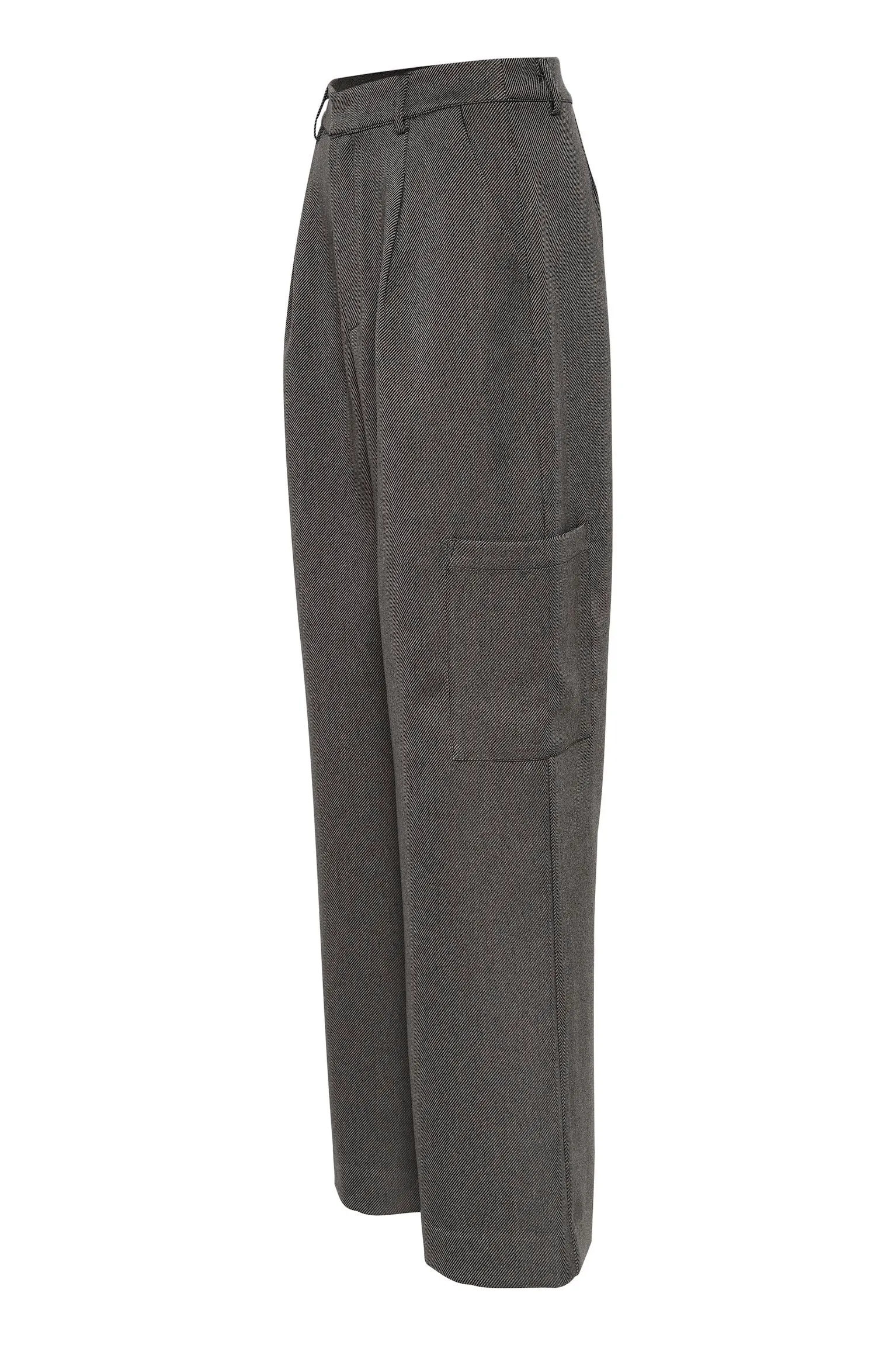 YSELLAGZ TROUSERS | WOOLEN TWILL GREY/BLACK