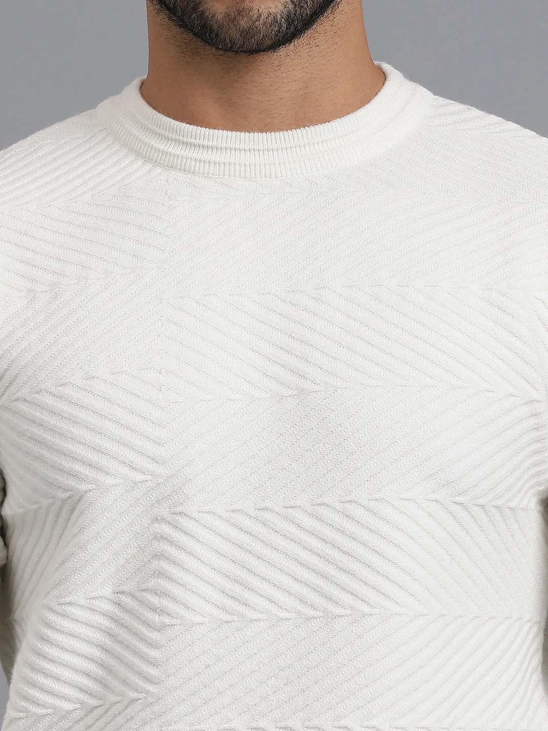 Zig Zag Knitted Unisex Wool Unisex Sweater